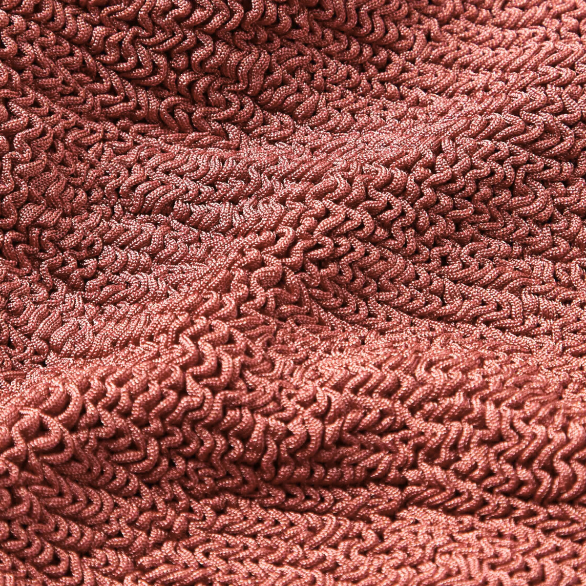 Close-up of the crinkle fabric texture in metallic cinnamon