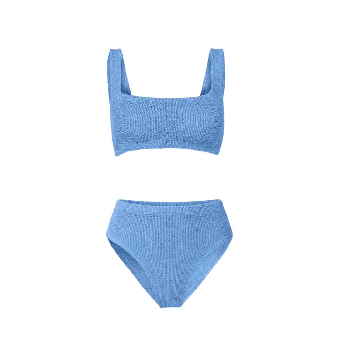 Amalfi bikini with high waisted bottoms in cornflower blue