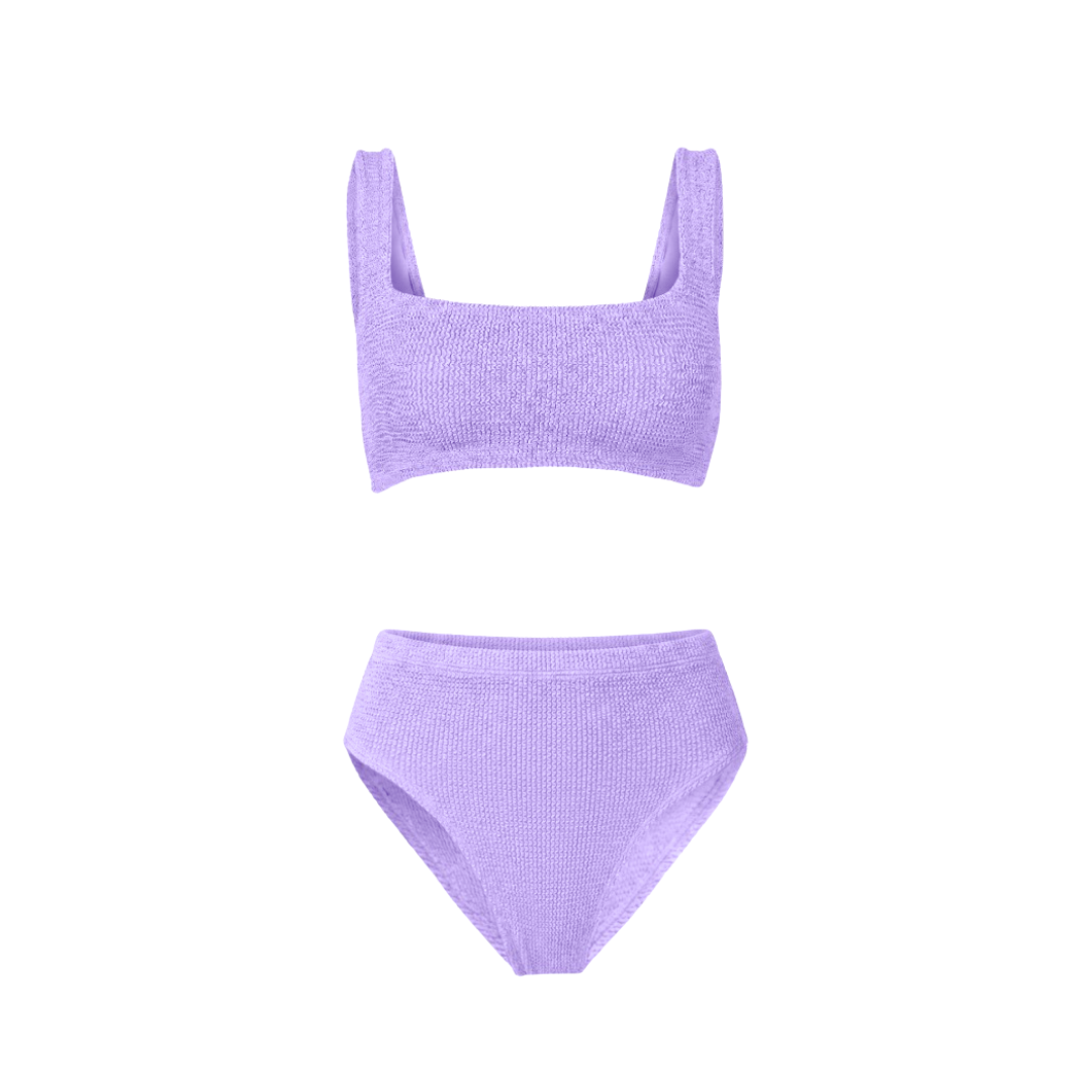Amalfi bikini with high waisted bottoms in lavender haze