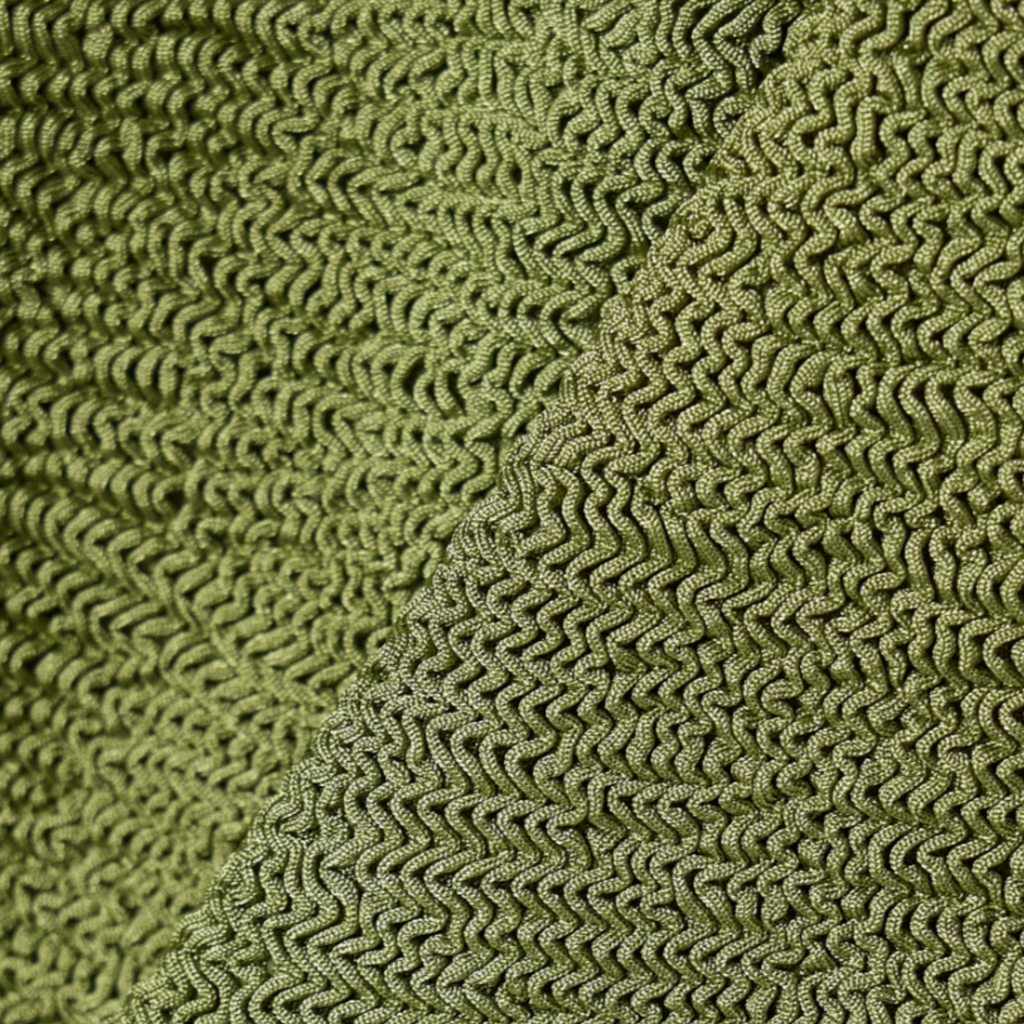 Close-up of the crinkle fabric texture in golden sage