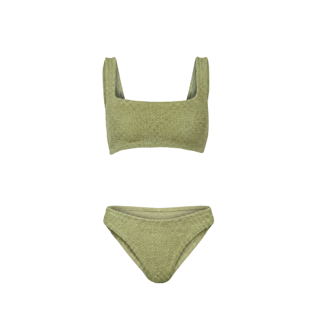 Amalfi bikini with low waisted bottoms in golden sage