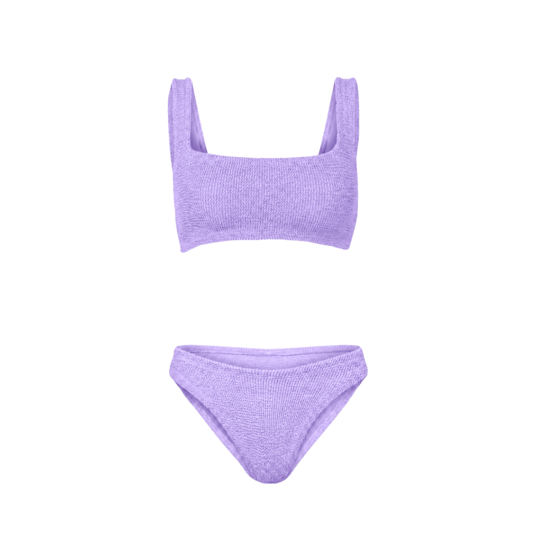 Amalfi bikini with low waisted bottoms in lavender haze