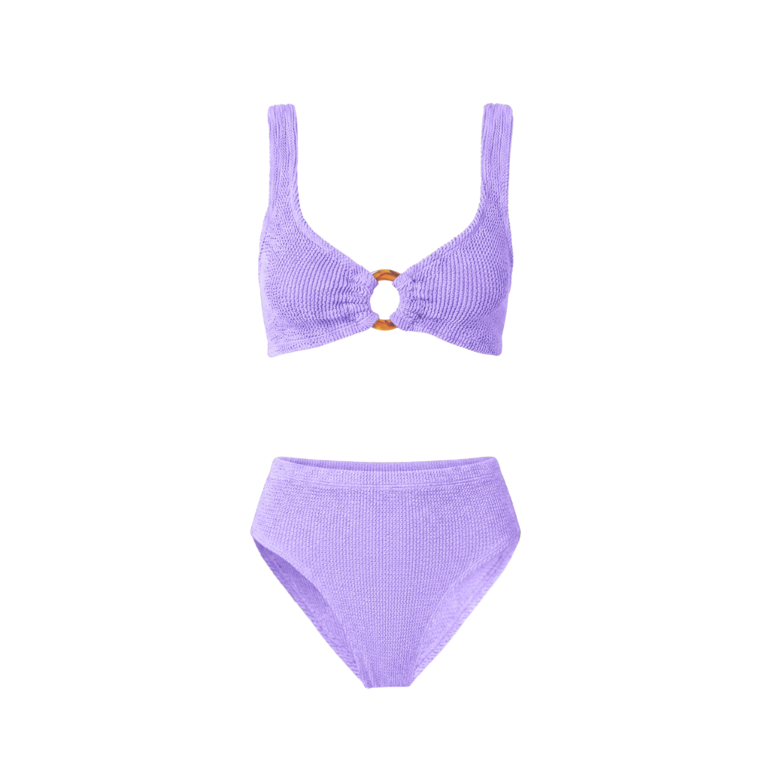 Portofino bikini with high waisted bottoms in lavender haze