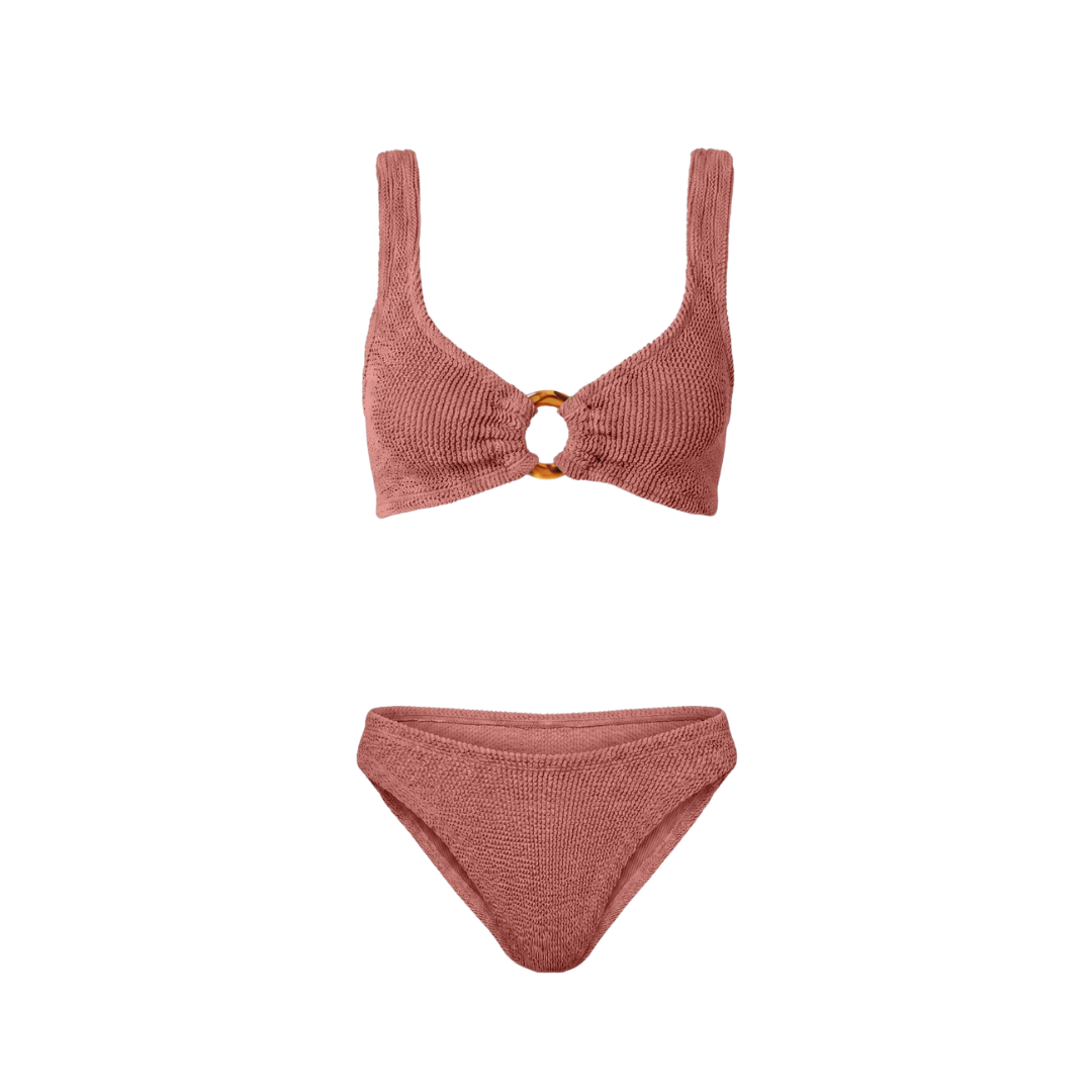 Portofino bikini with low waisted bottoms in metallic cinnamon