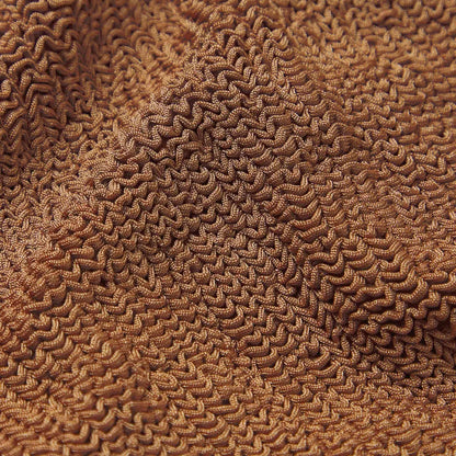 Close-up of the crinkle fabric texture in metallic toffee
